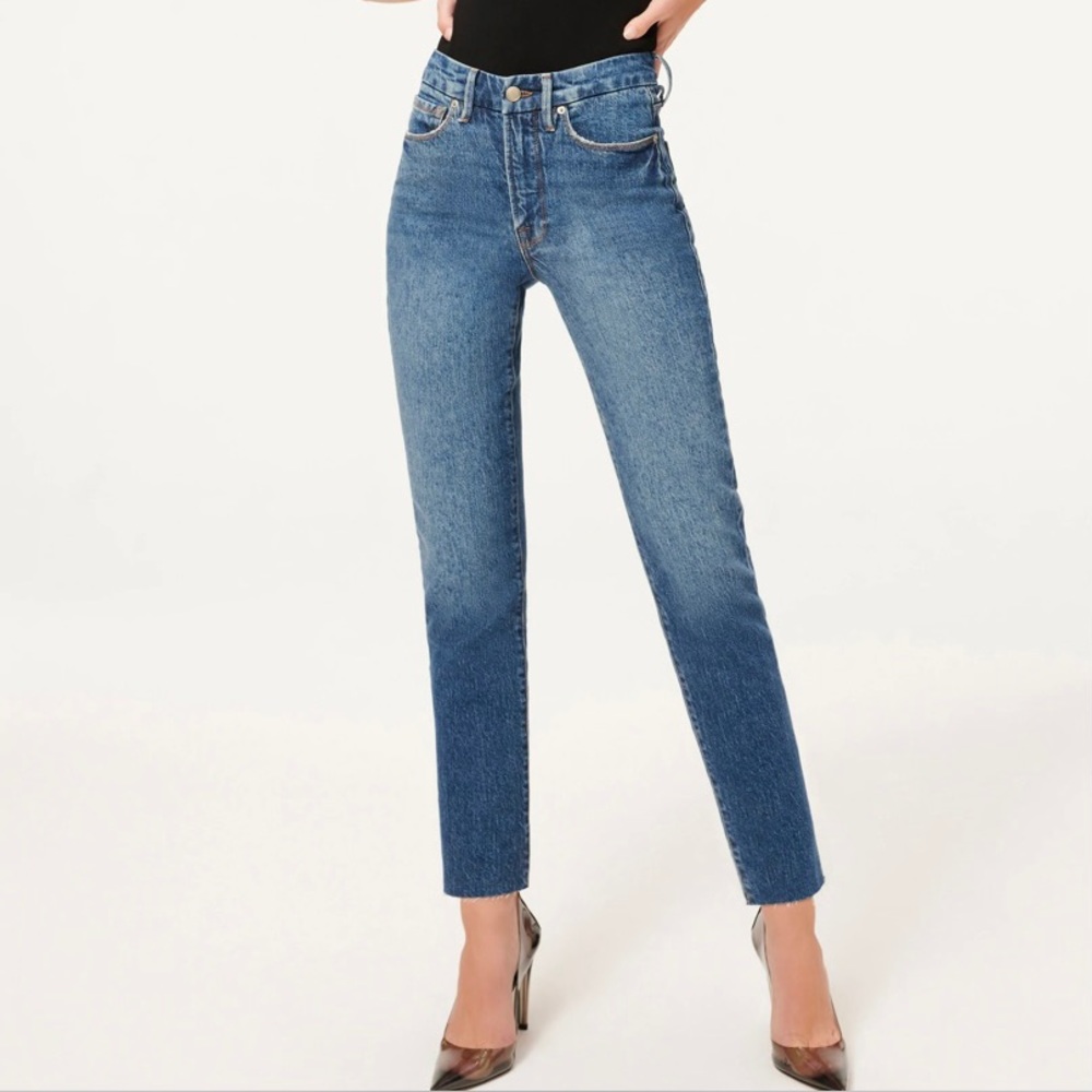 Good America jeans, classic raw edge